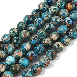 Dyed Natural Regalite/Imperial Jasper/Sea Sediment Jasper Beads Strands, Round, Royal Blue, 8mm, Hole: 1.2mm, about 23pcs/strand, 7.64''(19.4cm)(G-B124-C01-21)