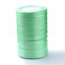 Single Face Satin Ribbon, Polyester Ribbon, Light Green, 1/4 inch(6mm), about 25yards/roll(22.86m/roll), 10rolls/group, 250yards/group(228.6m/group)(RC6mmY-0128)
