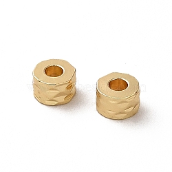 Rack Plating Brass Spacer Beads, Long-Lasting Plated, Textured Column, Real 18K Gold Plated, 5x3mm, Hole: 1.8mm(KK-F859-02G)