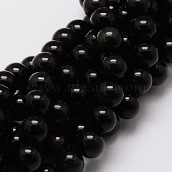 Natural Obsidian Round Beads Strands, 6mm, Hole: 1mm, about 62pcs/strand, 15.7 inch(G-E329-6mm-37)