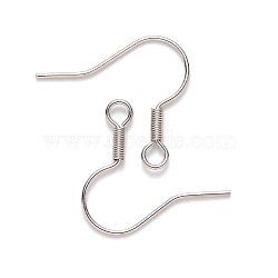 304 Stainless Steel Earring Hooks, Ear Wire, with Horizontal Loop, Stainless Steel Color, 17~19x19mm, Hole: 2mm, 21 Gauge, Pin: 0.7mm(STAS-S111-002)