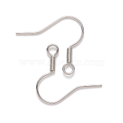 Tarnish Resistant 304 Stainless Steel Earring Hooks, Ear Wire, with Horizontal Loop, Stainless Steel Color, 17~19x19mm, Hole: 2mm, 21 Gauge, Pin: 0.7mm(STAS-S111-002)