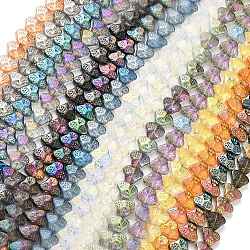 Transparent Electroplate Glass Beads Strands, Mixed Style, Skull Head, Mixed Color, 16x19x7mm, Hole: 1.2mm, about 40pcs/strand, 24.57 inch(62.4cm)(EGLA-F158-M)