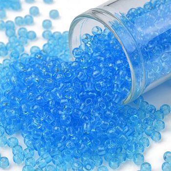 TOHO Round Seed Beads, Japanese Seed Beads, (3) Transparent Aquamarine, 8/0, 3mm, Hole: 1mm, about 10000pcs/pound