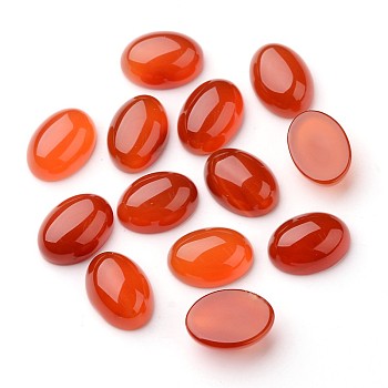 Grade A Natural Red Agate Oval Cabochons, Dyed, Orange Red, 18x13x7mm