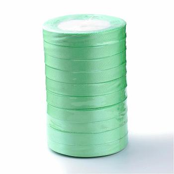 Single Face Satin Ribbon, Polyester Ribbon, Light Green, 1/4 inch(6mm), about 25yards/roll(22.86m/roll), 10rolls/group, 250yards/group(228.6m/group)