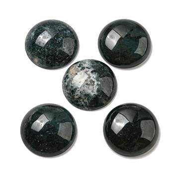 Natural Moss Agate Cabochons, Flat Round, 20~21.5x6~8mm