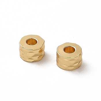 Rack Plating Brass Spacer Beads, Long-Lasting Plated, Textured Column, Real 18K Gold Plated, 5x3mm, Hole: 1.8mm