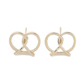 Heart Alloy Studs Earrings for Women, with 304 Stainless Steel Pins, Light Gold, 12x15mm