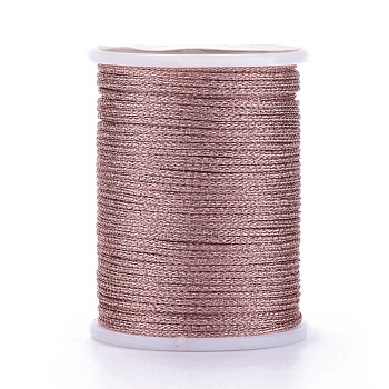 Polyester Metallic Thread, Rosy Brown, 1mm, about 7.65 yards(7m)/roll