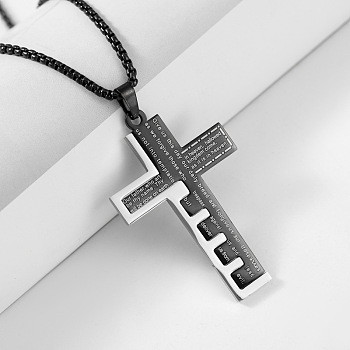 Stainless Steel Cross Pendant Snake Bone Chain Titanium Necklace Jewelry.