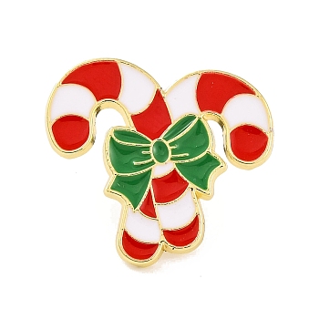 Christmas Theme Enamel Pins, Alloy Brooches for Backpack Clothes, Candy Cane, 18x20x1mm