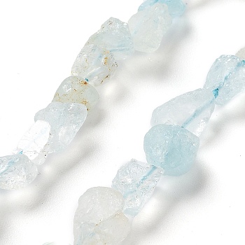 Raw Rough Natural Aquamarine Beads Strands, Nuggets, 6.5~9x5~6x3~5mm, Hole: 0.8mm, about 26~30pcs/strand, 7.48''~8.46''(19~21.5cm)