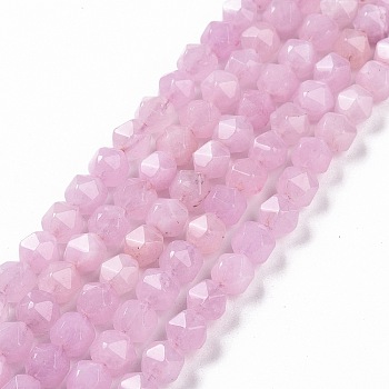 Natural Quartz Beads Strands, Faceted Polygon, Dyed & Heated, Plum, 7.5~8x8x8mm, Hole: 1.2mm, about 48pcs/strand, 15.35 inch(39cm)