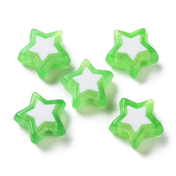 Star Acrylic Beads, Bead in Bead, Lime, 8.5x9x4mm, Hole: 1.8mm, about 2941pcs/500g