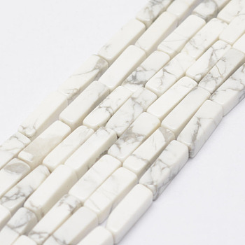 Natural Howlite Beads Strands, Cuboid, 13x5x5mm, Hole: 1mm, about 29pcs/Strand, 15.3 inch(39cm)