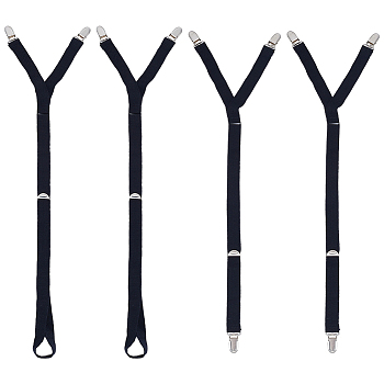 2Pcs 2 Styles Nylon Men's Anti-wrinkle Shirt Garters, with Stainless Steel Clips, Black, 510~760mm, 1pc/style