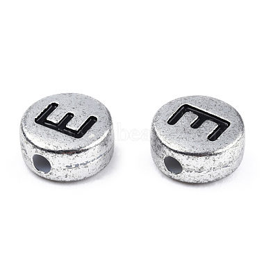 Silver Color Plated Acrylic Horizontal Hole Letter Beads(MACR-T009-13)-2