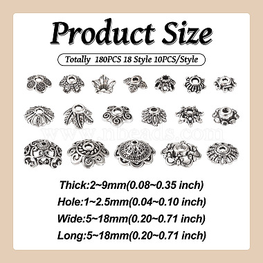180Stück 18 Perlenkappen-Sets aus Legierung im tibetischen Stil(TIBE-TA0001-26)-4
