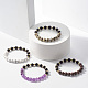 Natural Wood & Stone Round Beaded Stretch Bracelet(BJEW-JB07817)-2