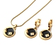 Ion Plating(IP) Moon & Flower Golden 304 Stainless Steel Jewelry Set with Enamel(SJEW-H306-02G-02)-2