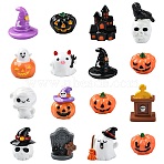 32Pcs 16 Styles Halloween Resin Display Decorations, Mixed Shapes, Mixed Color, 24~33x14~28x18~24mm, 2pcs/style(DJEW-CJ0001-04)