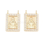 Religion Brass Micro Pave Clear Cubic Zirconia Pendants, Rectangle with Virgin Mary Charms, Real 18K Gold Plated, 15.5x10.5x2.5mm, Hole: 1.2mm(KK-H287-03C-G)