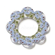 Acrylic Pendants, Flower, Sky Blue, 38x38x2.5mm, Hole: 17.8mm(OACR-O007-04D)