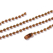Iron Ball Bead Chains, Soldered, with Iron Ball Chain Connectors, Saddle Brown, 28 inch, 2.4mm(CH-E002-2.4mm-Y07A)