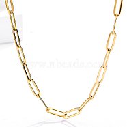 Stainless Steel Paperclip Chain Necklaces for Women, Real 18K Gold Plated, 17.72 inch(45cm)(KC1989)