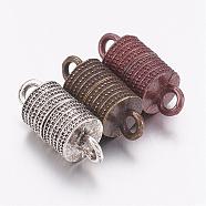 Tibetan Style Alloy Magnetic Clasps with Loops, Column, Mixed Color, 19x8mm, Hole: 2.5mm(PALLOY-F185-03)