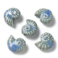 Handmade Porcelain Beads, Snail, Sky Blue, 20~21x16~17x9~10.5mm, Hole: 3mm(PORC-L080-F07)