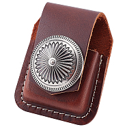 Leather Lighter Storage Bag, with Alloy Snap Button, Coconut Brown, 77x58x40mm, Hole: 47x8mm, Inner Diameter: 40x15mm(AJEW-WH0277-45)