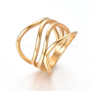 Unisex 304 Stainless Steel Finger Rings, Real 18K Gold Plated, Size 7, 17mm(X-RJEW-L091-09-G-17mm)
