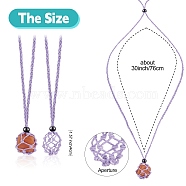 Braided Waxed Cotton Thread Cords Macrame Pouch Necklace Making, Adjustable Glass Beads Interchangeable Stone Necklace, Medium Purple, 30 inch(76cm), 2pcs/set(AJEW-SW00022-06)