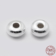 925 Sterling Silver Spacer Beads, Rondelle, Silver, 3x1.5mm, Hole: 1mm(STER-K171-38S-01)