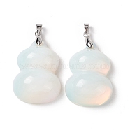 Opalite Pendants, with Platinum Tone Brass Findings, Gourd Charm, 35x25x12mm, Hole: 4x4mm(G-E135-01P-05)