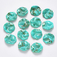 Acrylic Pendants, Imitation Gemstone Style, Waved Flat Round, Turquoise, 19.5x19.5x5mm, Hole: 1.8mm, about 637pcs/490g(OACR-R075-09F)