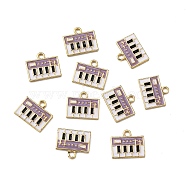 Alloy Enamel Pendants, Light Gold, Electronic Keyboard, Medium Purple, 12.5x14.5x2mm, Hole: 2mm(ENAM-CJC0012-018D)