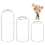 3Pcs 3 Styles Glass Flower Arrangement Water Receptacle, Column, Clear, 70x99~165mm, Inner Diameter: 39.5~41mm, 1pc/style(AJEW-BC0007-90)