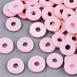 Handmade Polymer Clay Beads, for DIY Jewelry Crafts Supplies, Disc/Flat Round, Heishi Beads, Pearl Pink, 4x1mm, Hole: 1mm, about 55000pcs/1000g(CLAY-Q251-4.0mm-92)