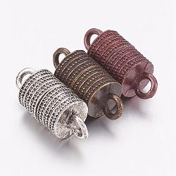 Tibetan Style Alloy Magnetic Clasps with Loops, Column, Mixed Color, 19x8mm, Hole: 2.5mm(PALLOY-F185-03)