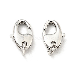 Rack Plating Brass Lobster Claw Clasps, with Open Jump Rings, Cadmium Free & Lead Free, Oval, Platinum, 11x7x2.5mm(KK-G416-24P)