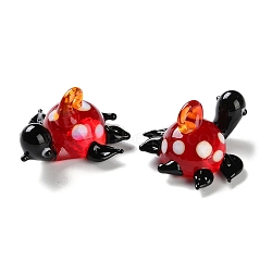 Handmade Lampwork Pendants, Turtles Charms, Red, 16x28x16.5mm, Hole: 1.6mm(LAMP-S068-07A)