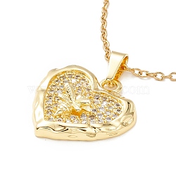 Clear Cubic Zirconia Heart with Dragonfly Pendant Necklace, 304 Stainless Steel Jewelry for Women, Golden, 17.72 inch(45cm)(NJEW-O125-11G)