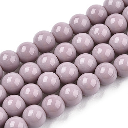 Opaque Solid Color Glass Beads Strands, Round, Rosy Brown, 6~6.5mm, Hole: 1.4mm, about 67~70pcs/strand, 14.76 inch~15.16 inch(37.5~38.5cm)(GLAA-T032-P6mm-07)