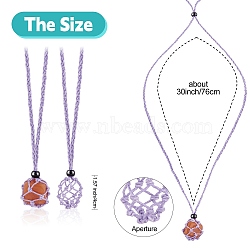 Braided Waxed Cotton Thread Cords Macrame Pouch Necklace Making, Adjustable Glass Beads Interchangeable Stone Necklace, Medium Purple, 30 inch(76cm), 2pcs/set(AJEW-SW00022-06)