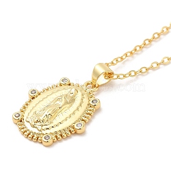 Brass Micro Pave Cubic Zirconia Pendants Necklace, Goddess, 17.60 inch(44.7cm)(NJEW-I125-01A)