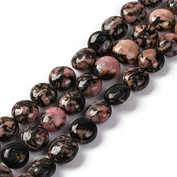 Natural Rhodonite Beads Strands, Flat Round, 7.5~8x4.5~5mm, Hole: 1.2mm, about 50~51pcsrand, 14.57~15.35 inch(37~39cm)(G-T047-A19-01)