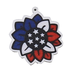 Independence Day Acrylic Pendants, American Flag, Flower, 38.5x34x2mm, Hole: 1.4mm(OACR-O007-05A)